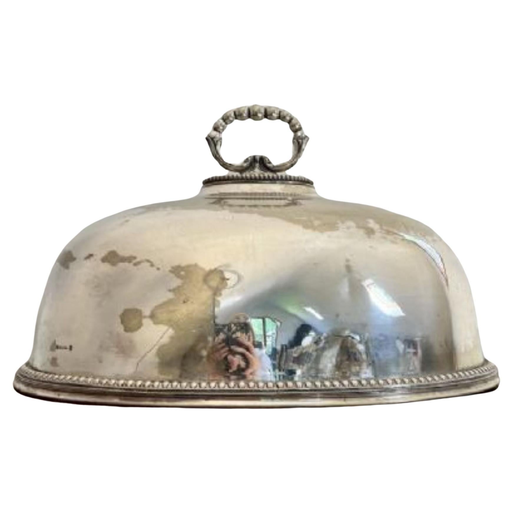 Large antique Edwardian quality silver plated meat cover For Sale
