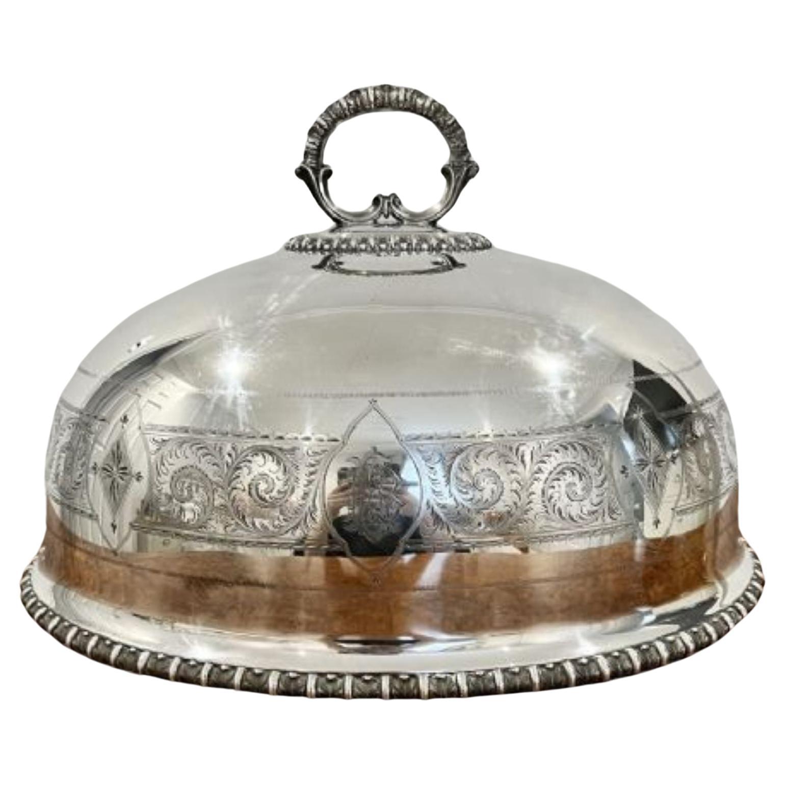 Large antique Edwardian quality silver plated meat cover  For Sale