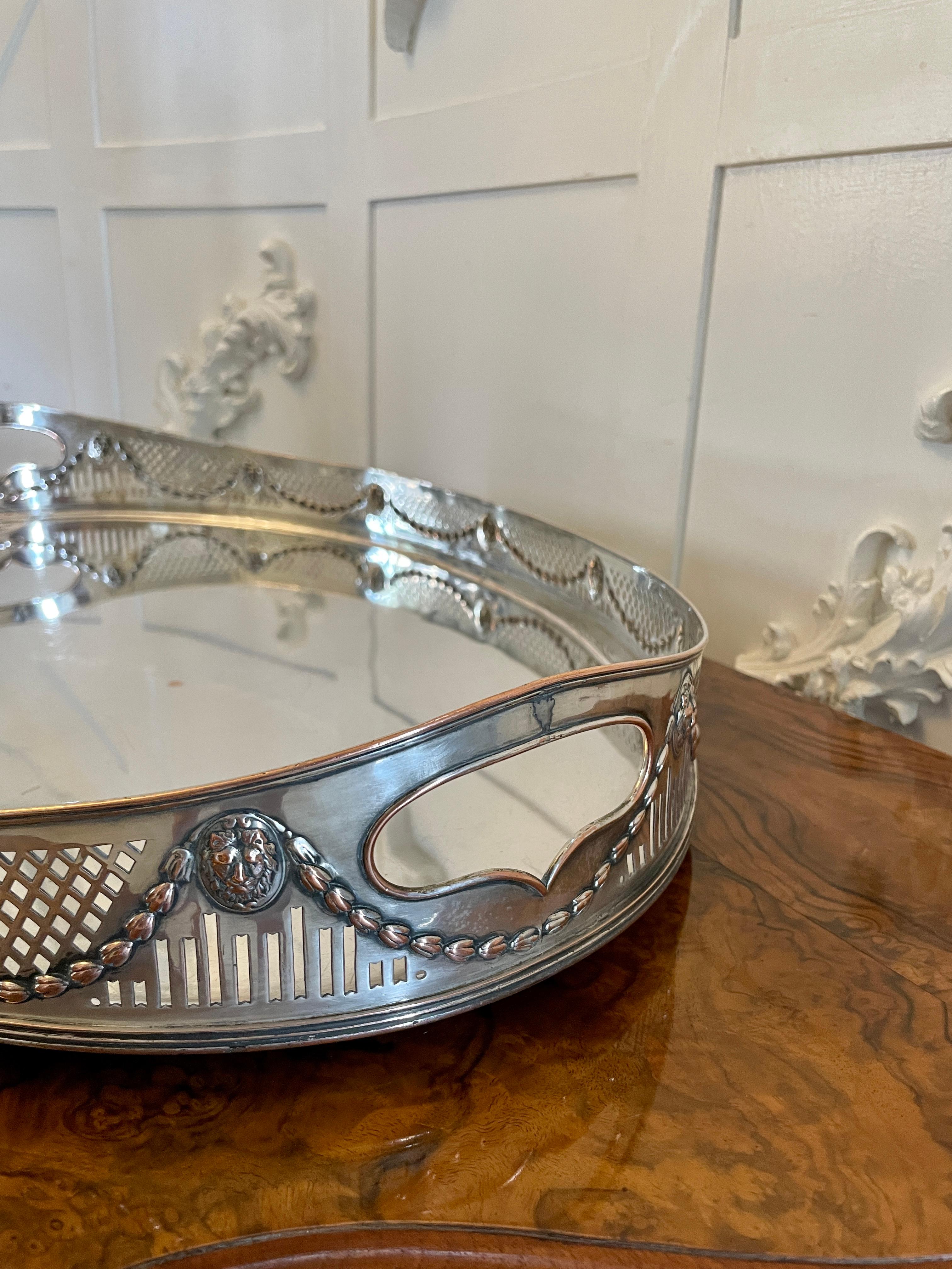  Large Antique Edwardian Quality Silver Plated Oval Shaped Tea Tray  For Sale 2