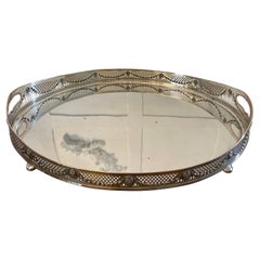 Large Antique Edwardian Quality Silver Plated Oval Shaped Tea Tray