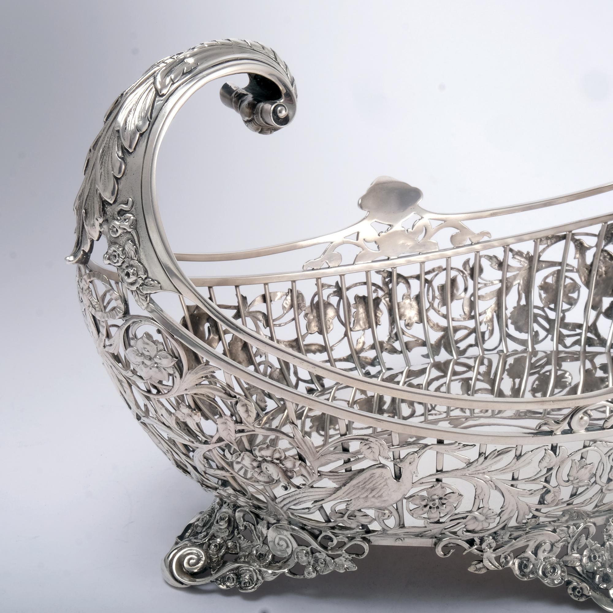 silver flower basket