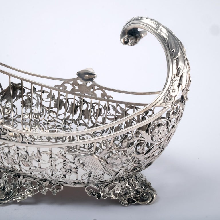 Large Antique Edwardian Silver Fruit Basket For Sale at 1stDibs