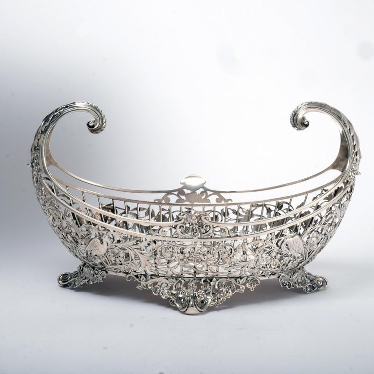 Large Antique Edwardian Silver Fruit Basket For Sale at 1stDibs