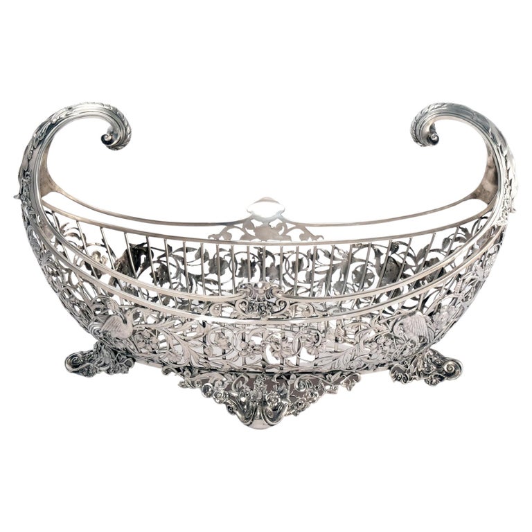 Large Antique Edwardian Silver Fruit Basket For Sale at 1stDibs