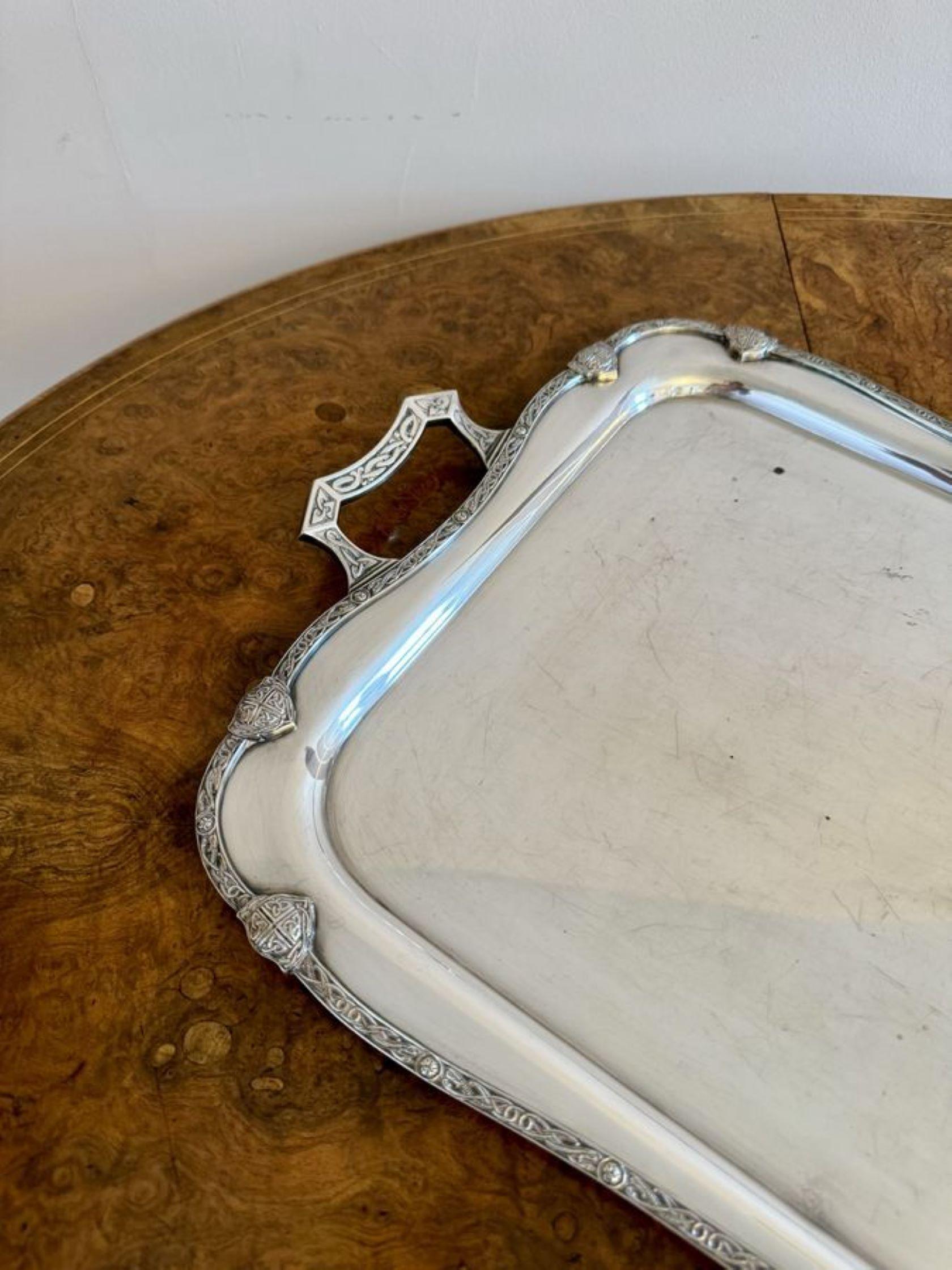 20th Century Large antique Edwardian silver plated tea tray  For Sale