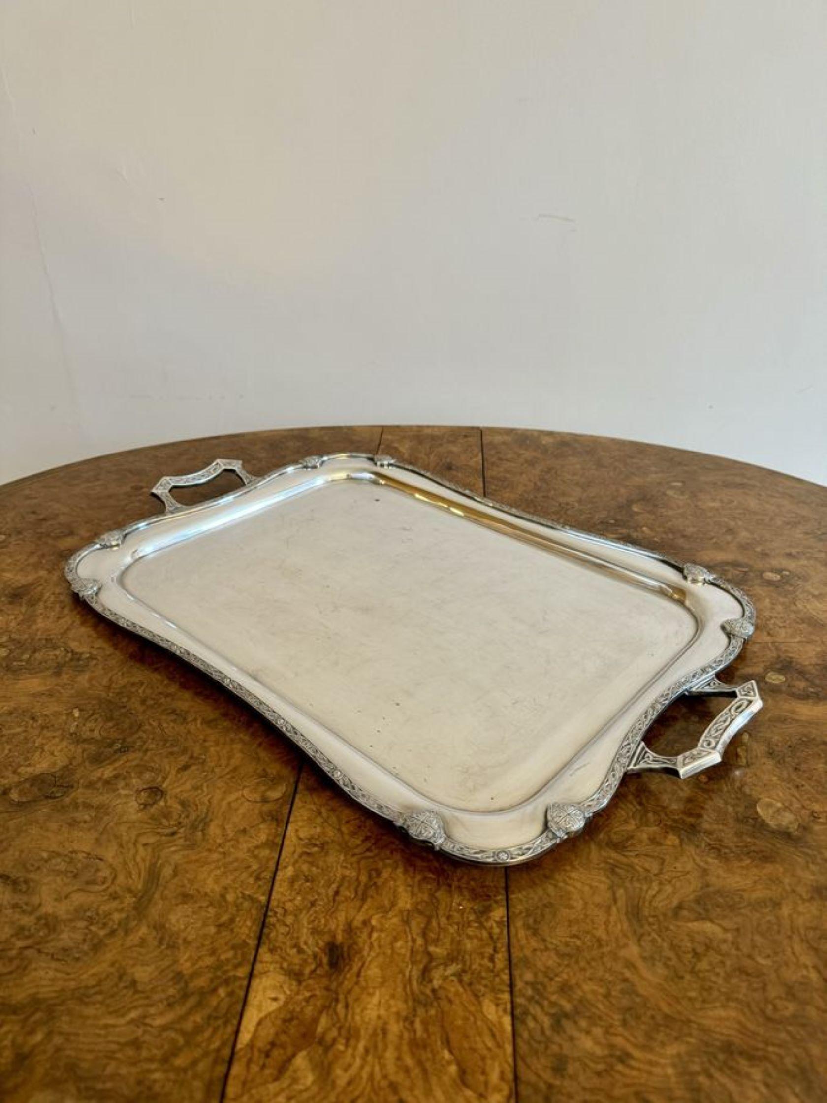 Silver Plate Large antique Edwardian silver plated tea tray  For Sale