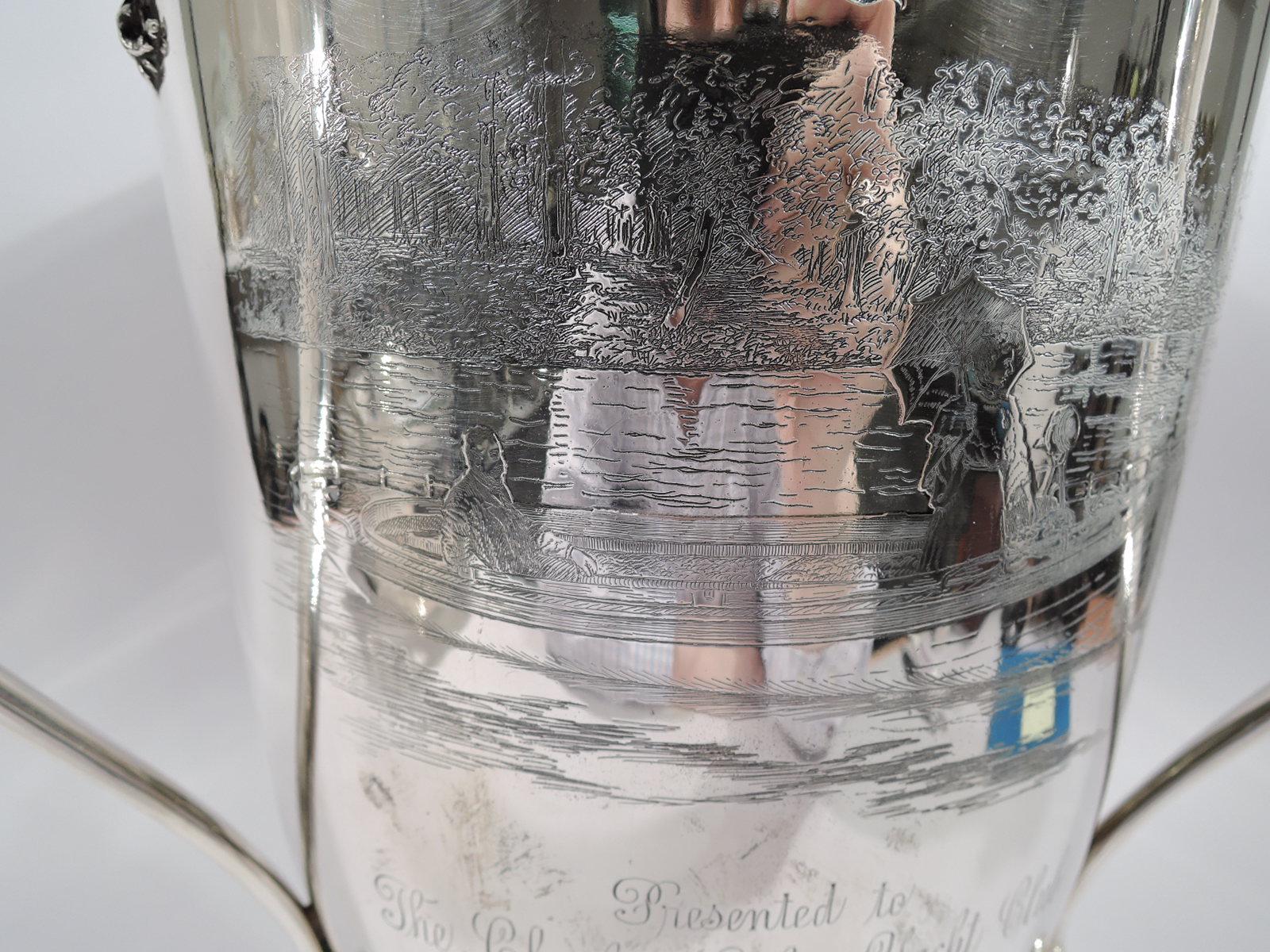 Large Antique Edwardian Sterling Silver Boat Race Trophy Loving Cup 2
