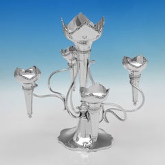 Large Antique Edwardian Sterling Silver Epergne, Elkington & Co., 1908