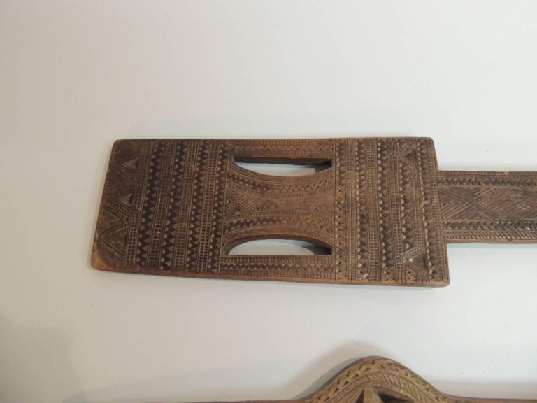 Large Antique Egyptian Wood Carved Utensils at 1stdibs