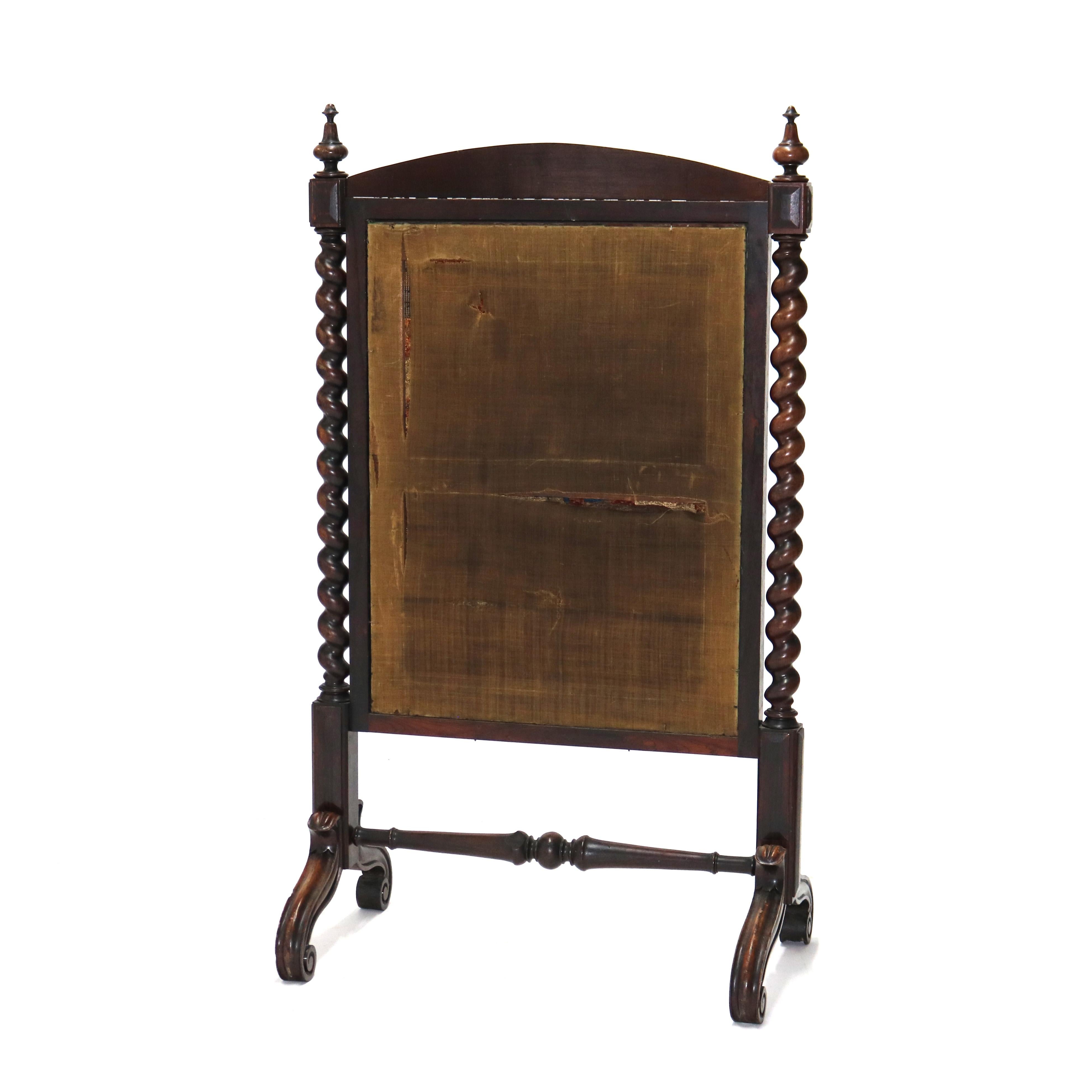 Grand écran de cheminée élisabéthain en bois de rose et tapisserie classique aux points d'aiguille en vente 5