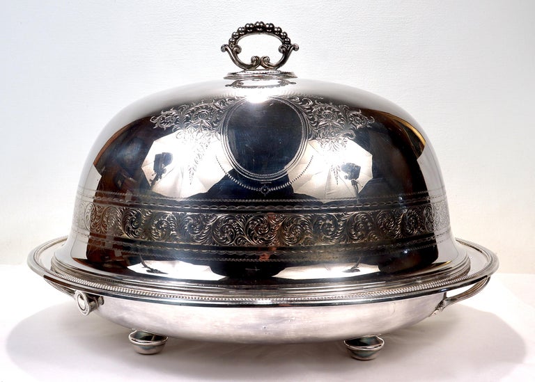 Large Antique Elkington and Co. Armorial Silver Plated Meat Platter and