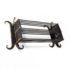 Large Antique Embossed Iron & Brass Wall Mounted Laundry Herb Drying Rack, 1950s