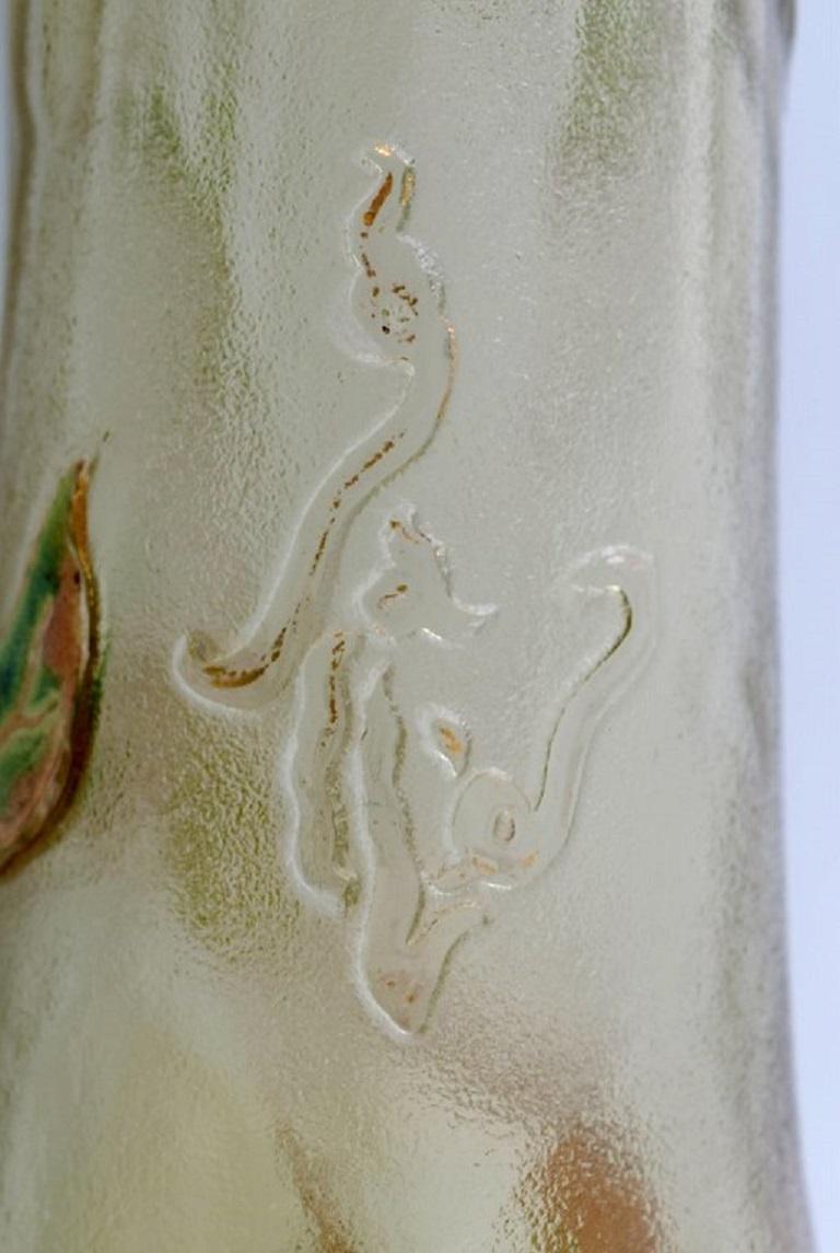 Late 19th Century Large Antique Emile Gallé Japanism Vase in Clear Frosted Art Glass, 1890s