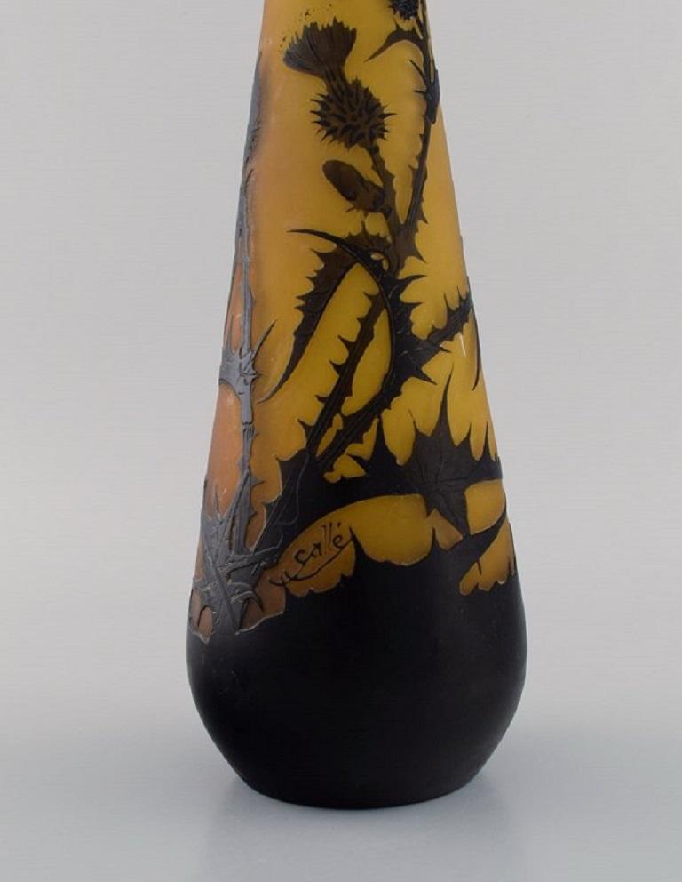 Large Antique Emile Gallé Vase in Yellow and Black Art Glass, Rare Model In Excellent Condition In Copenhagen, DK