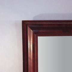 Large Antique Empire Flame Mahogany Ripple Edged Mirror C1840