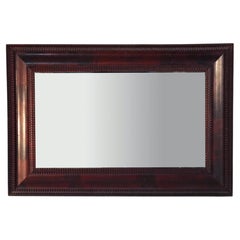 Large Antique Empire Flame Mahogany Ripple Edged Mirror C1840