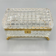 Large Antique Empire style  Cut Crystal and Gilt Bronze Dresser Casket / Box