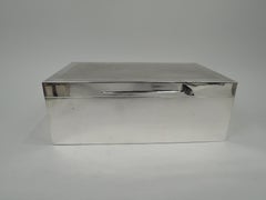 Large Antique English Art Deco Sterling Silver Cigar Box