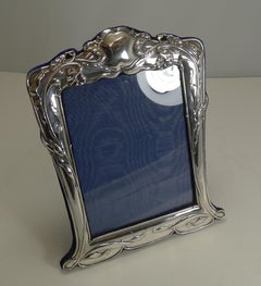 Large Antique English Art Nouveau Sterling Silver Photograph Frame, 1902