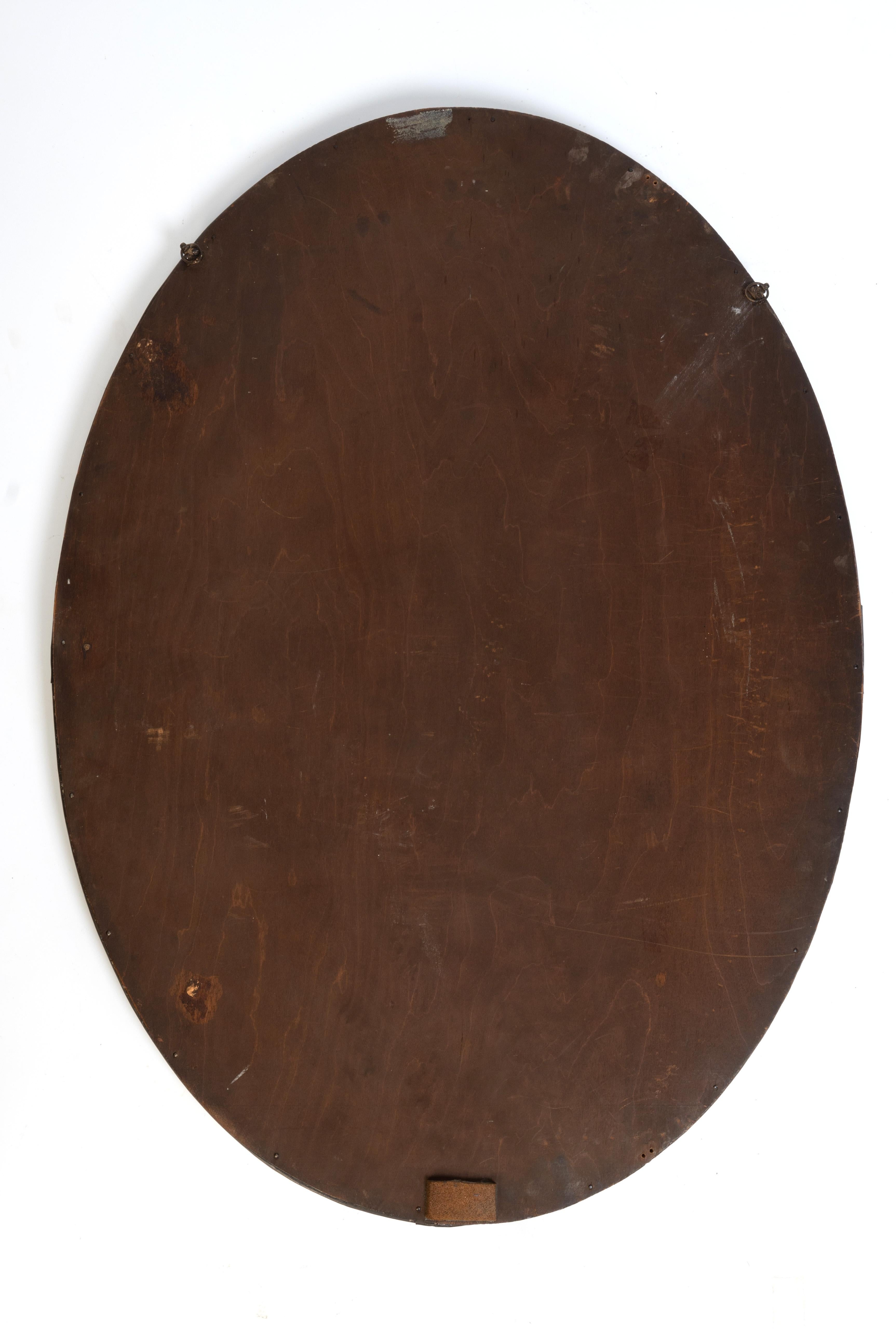 Large Antique English Arts & Crafts Copper Oval Mirror Liberty & Co. For Sale 3