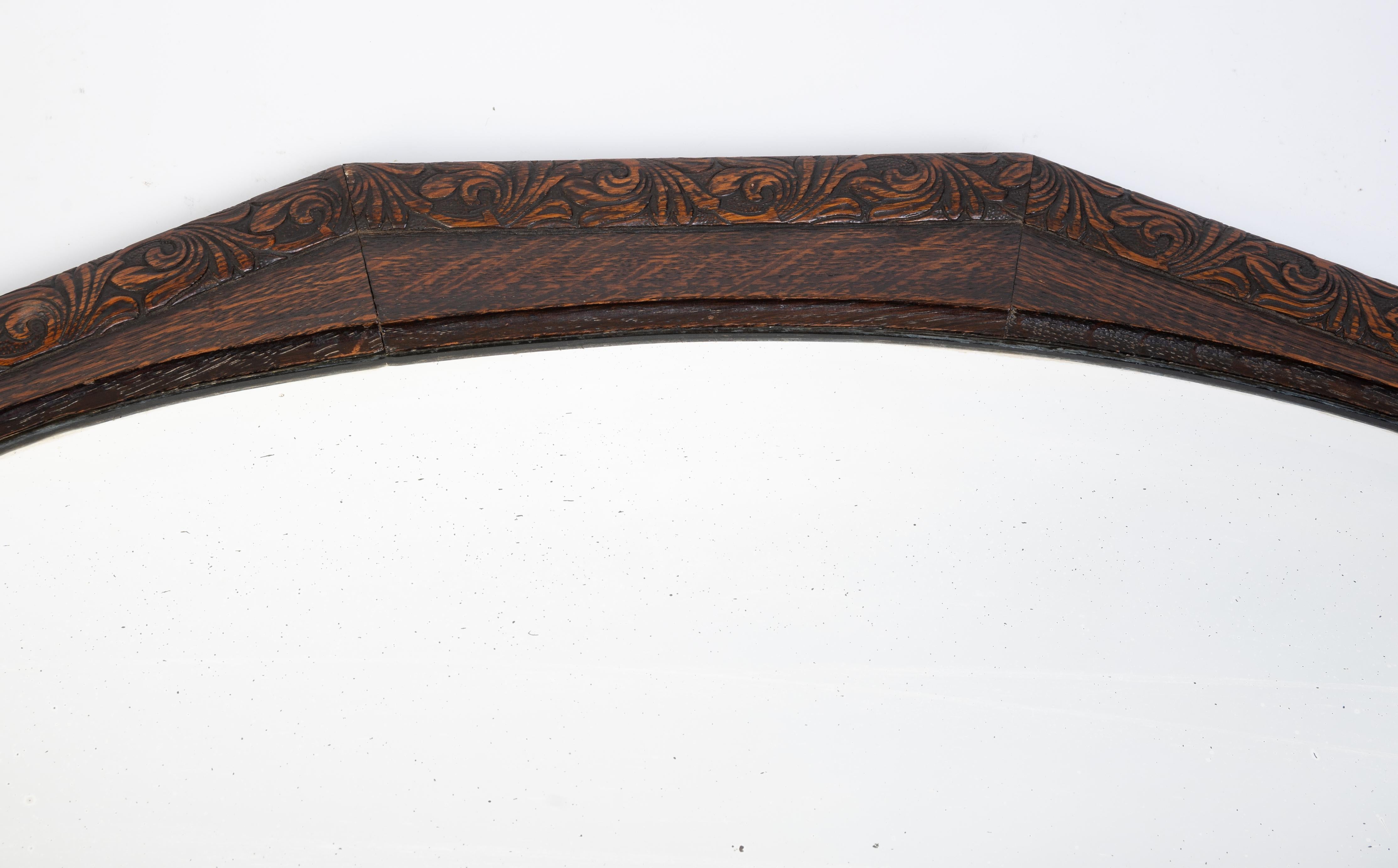 Großer antiker englischer Arts & Crafts Eiche gerahmter achteckiger Spiegel C.1920. (Englisch) im Angebot