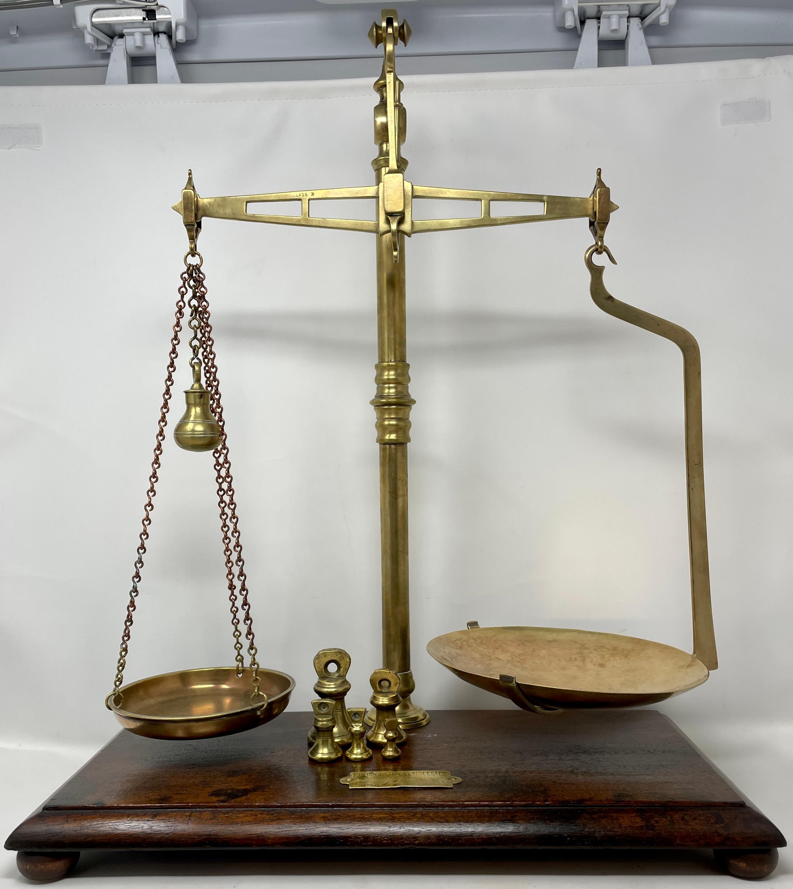 Large Antique English goose neck merchant's scale signed 