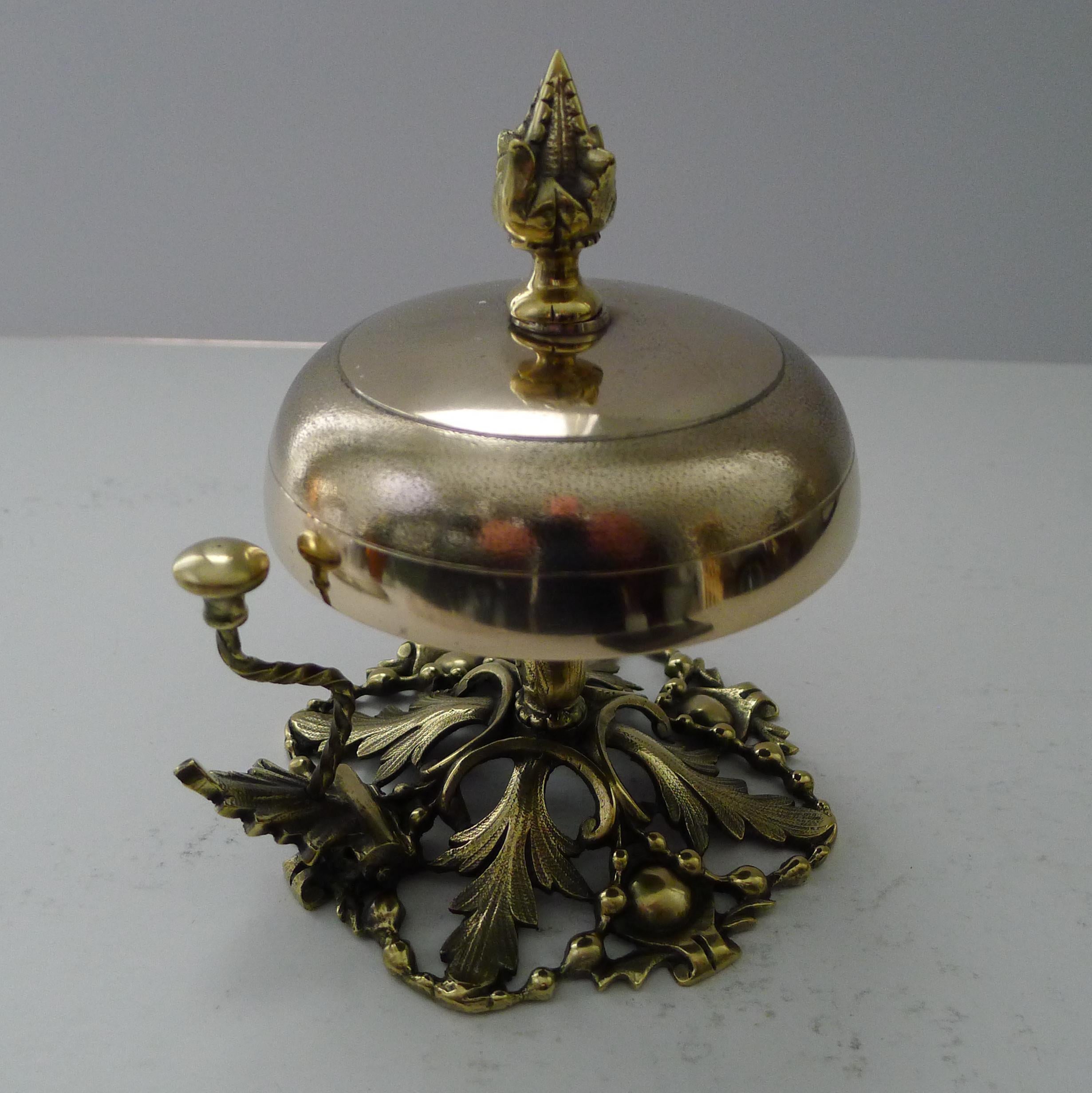 Victorian Large Antique English Brass Desk / Counter Bell c.1890 For Sale