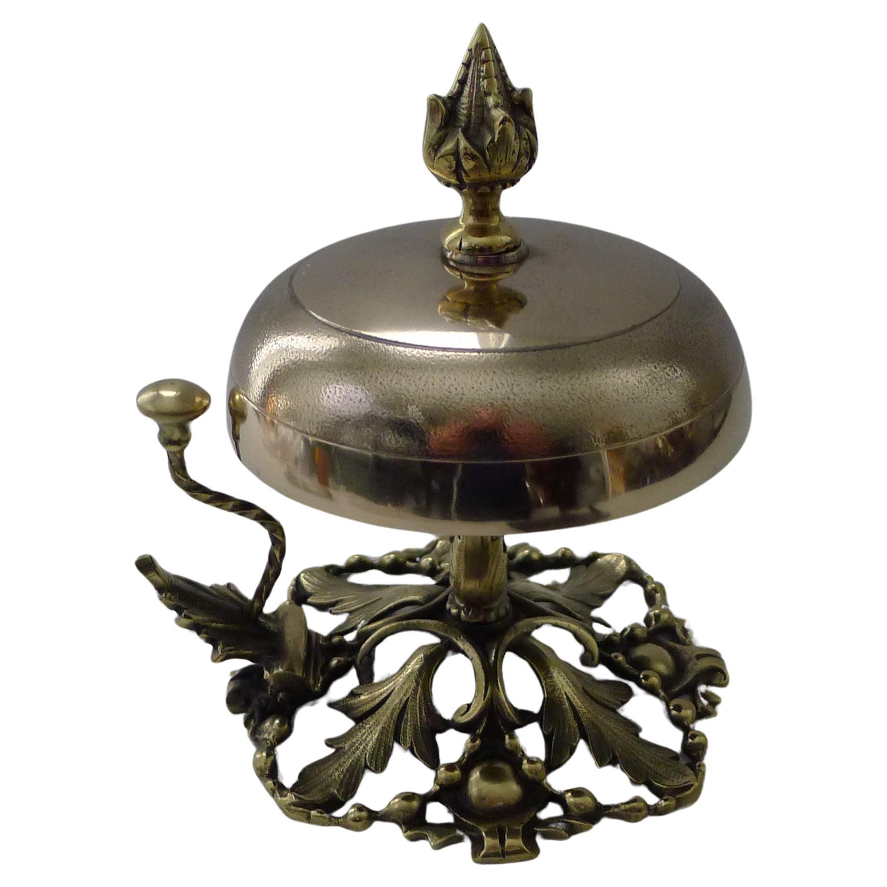 Large Antique English Brass Desk / Counter Bell c.1890 For Sale