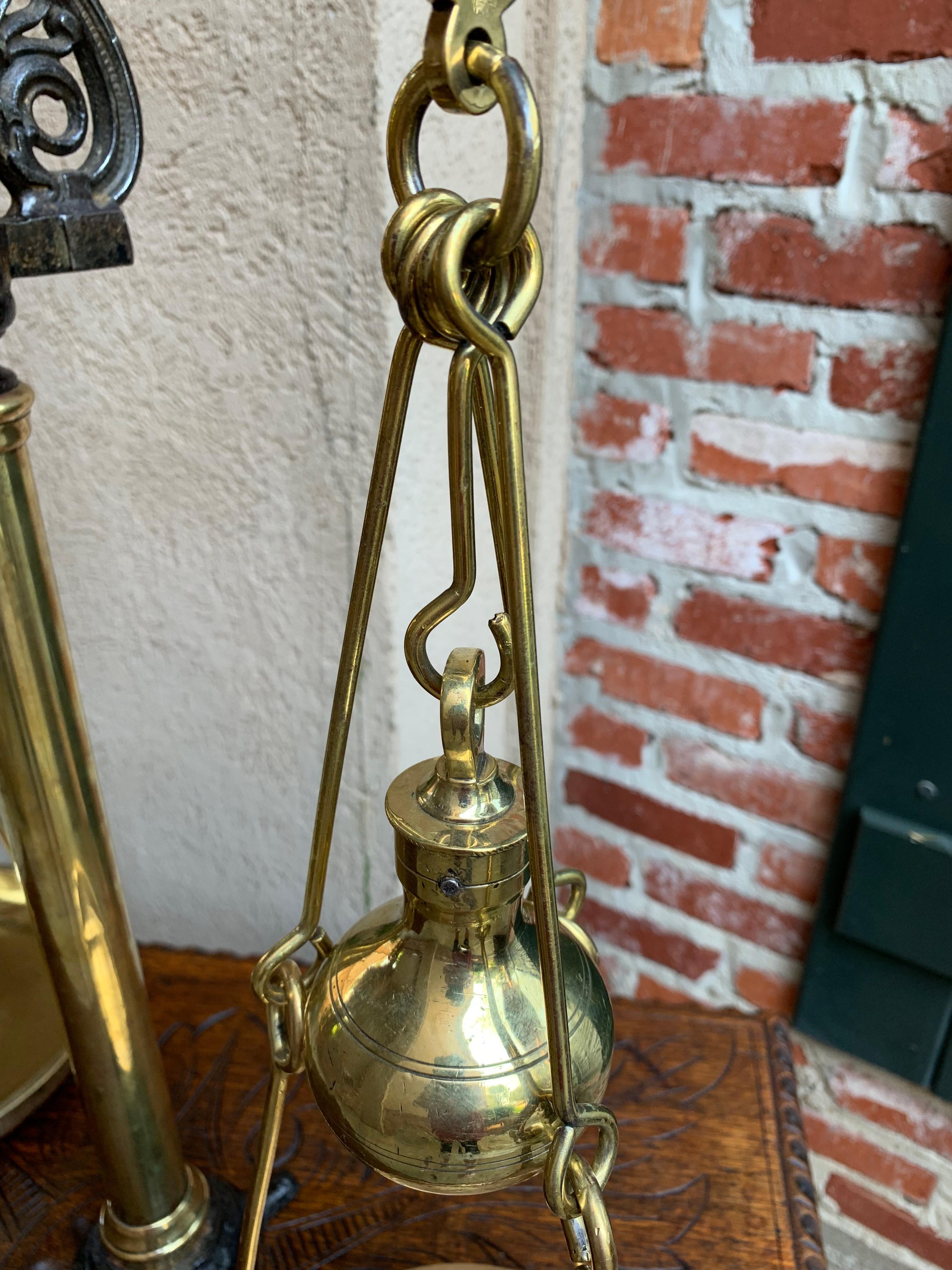 Large Antique English Brass Merchant Scale Farmhouse Market Table Cast Iron 12