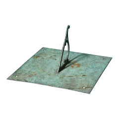 Large Antique English Bronze Verdigris Sundial Plate