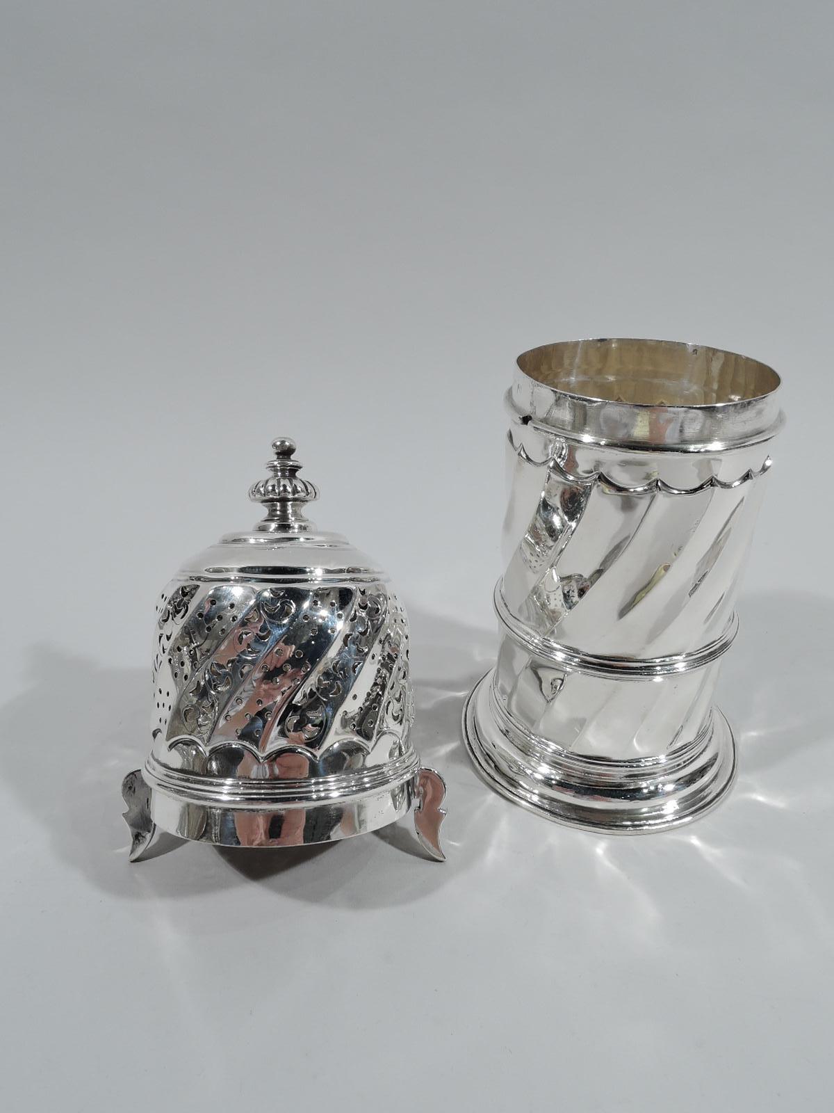 Neoclassical Revival Large Antique English Classical Britannia Silver Sugar Caster For Sale