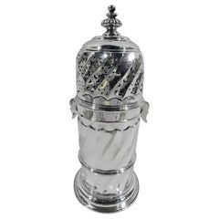 Gran azucarero antiguo inglés clásico Britannia de plata