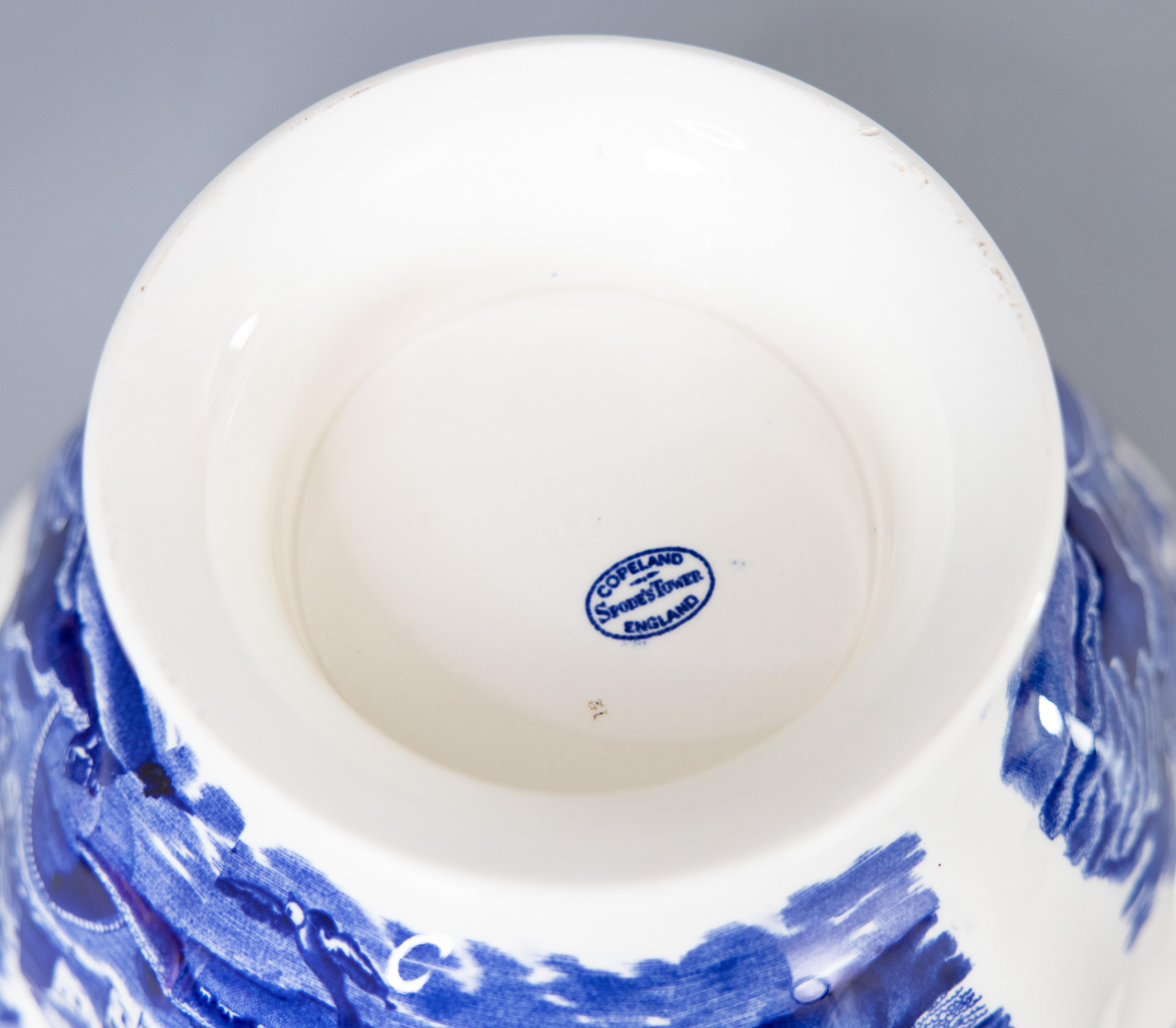 Große antike englische Spode-Schale aus blauem und weißem Transferware aus Eisenstein in Blau und Weiß im Angebot 3