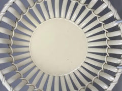 Large Antique English Creamware Reticulated Basket, England Circa 1790