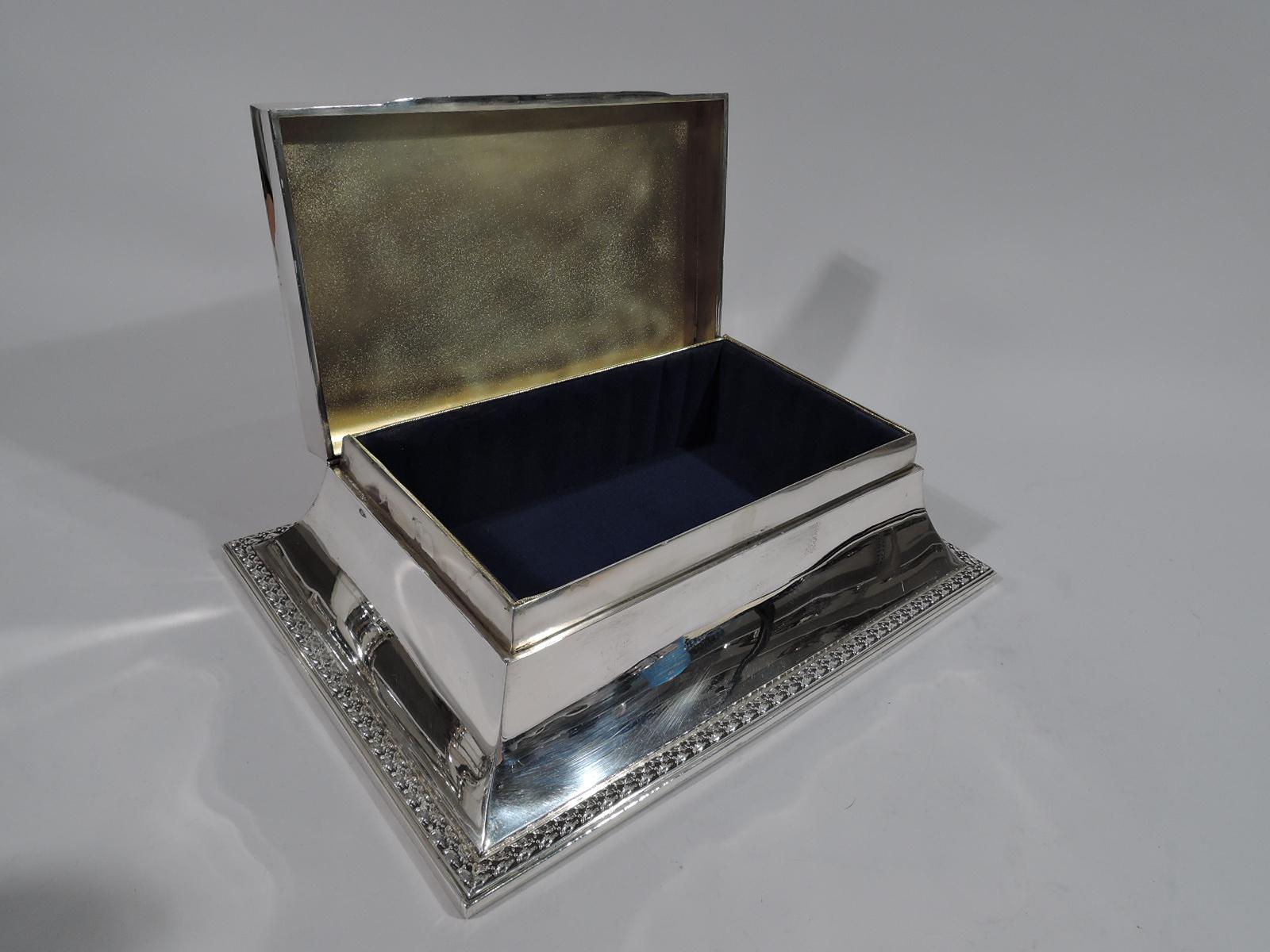 British Large Antique English Edwardian Classical Sterling Silver Jewelry Box