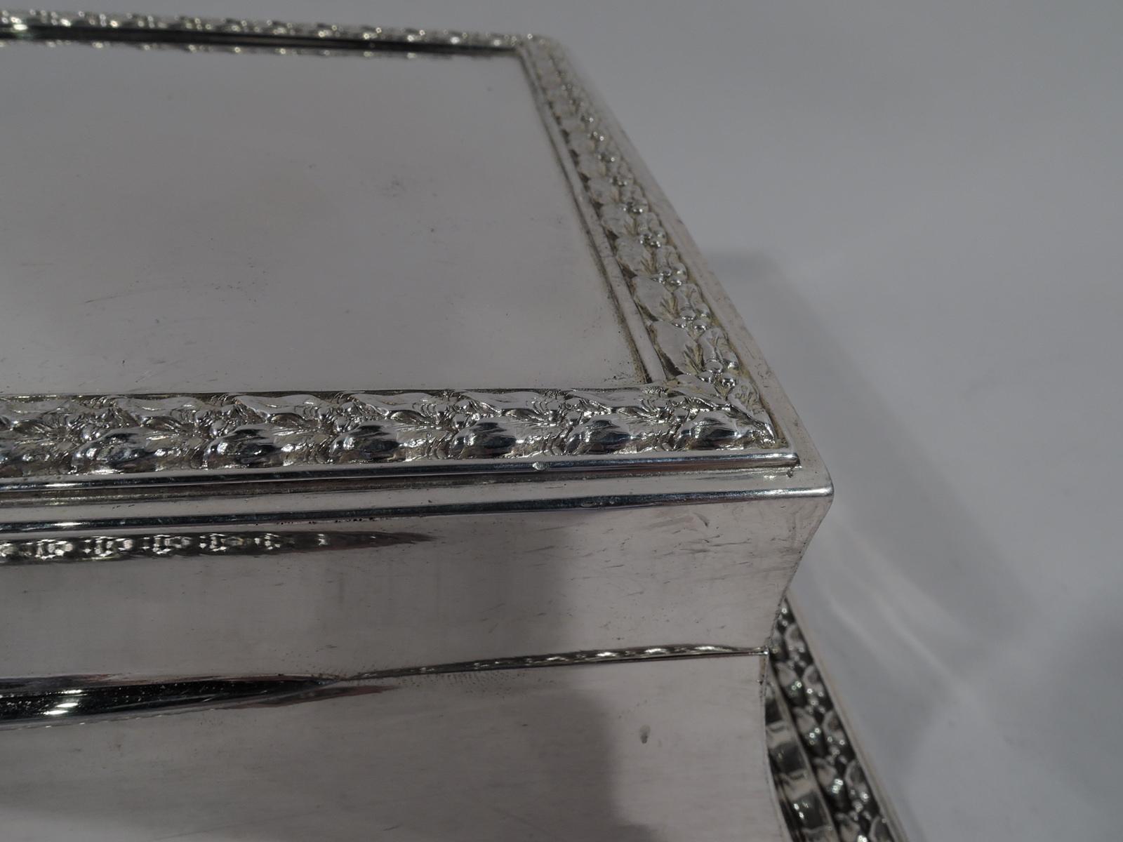 Early 20th Century Large Antique English Edwardian Classical Sterling Silver Jewelry Box