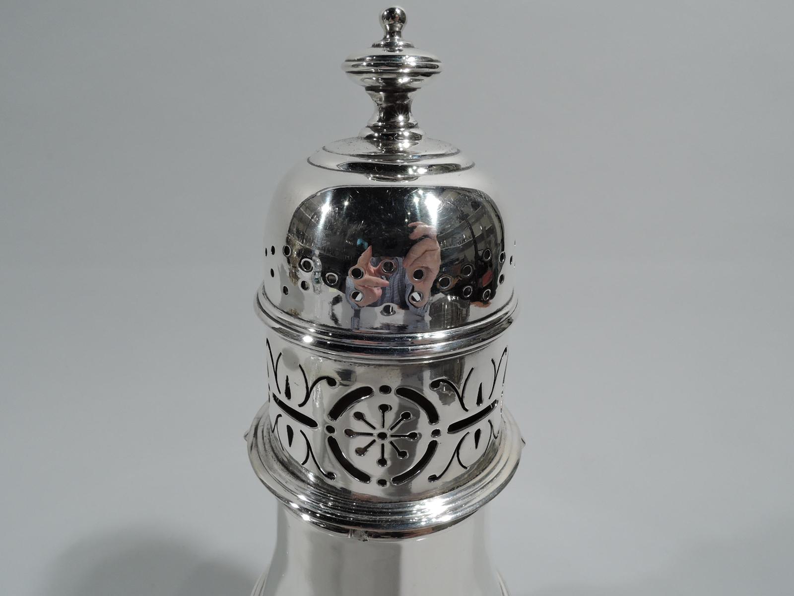 Neoclassical Large Antique English Edwardian Sterling Silver Sugar Caster For Sale