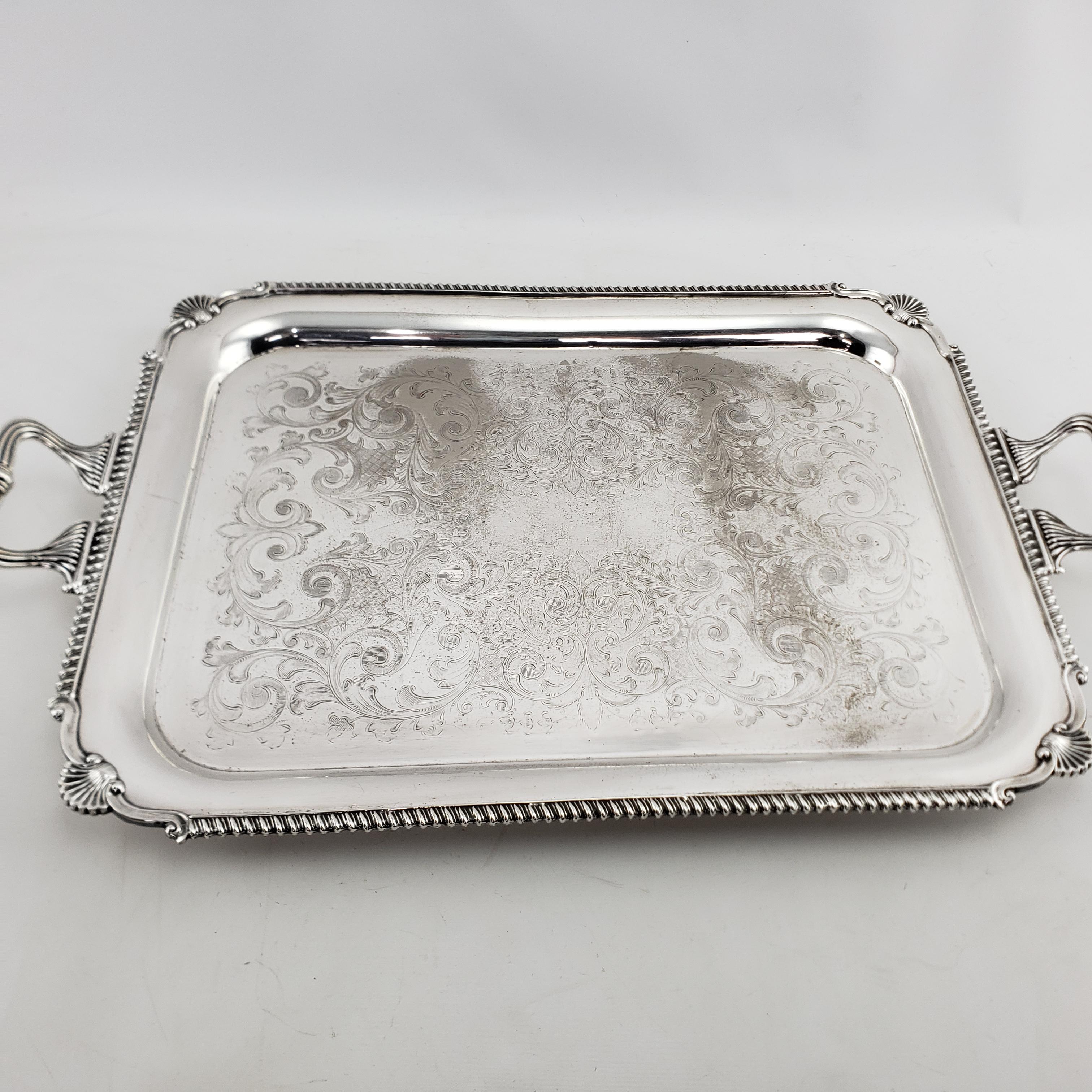 Large Antique English Edwardian Styled Rectangular Silver Plated Serving Tray 5