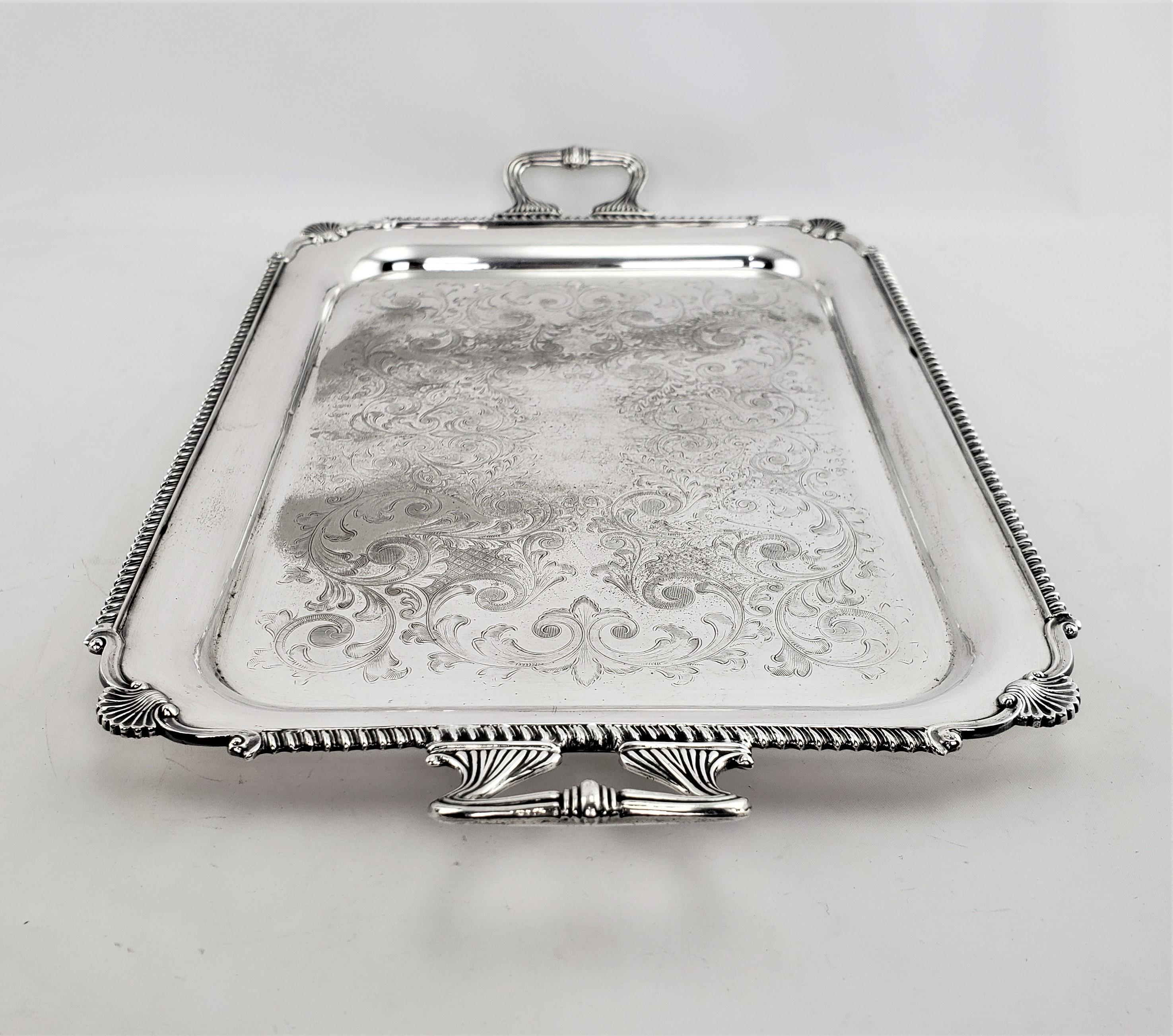 20th Century Large Antique English Edwardian Styled Rectangular Silver Plated Serving Tray