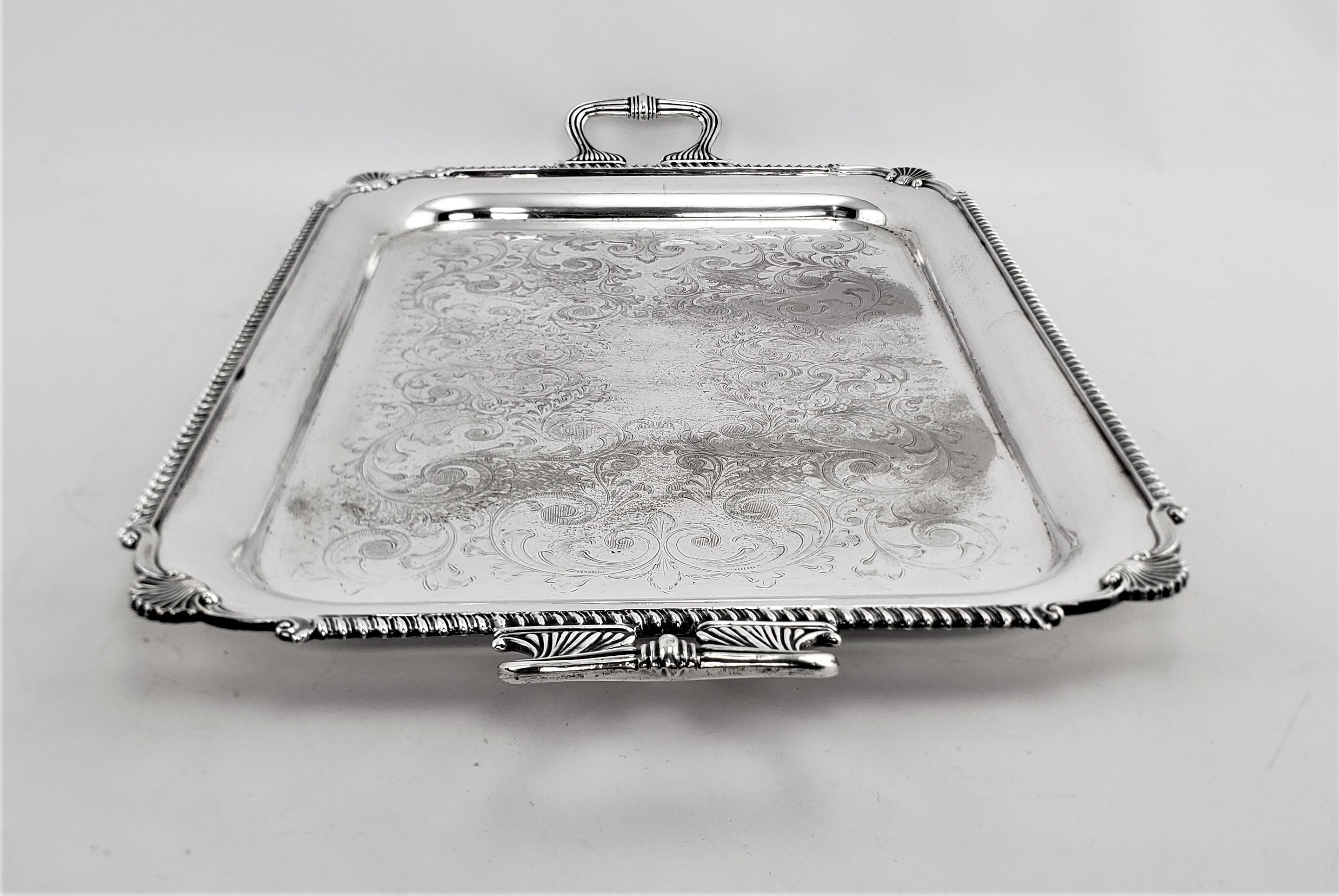 Large Antique English Edwardian Styled Rectangular Silver Plated Serving Tray 3