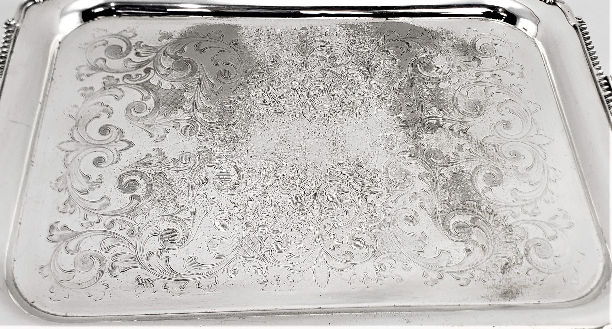 Large Antique English Edwardian Styled Rectangular Silver Plated Serving Tray 4
