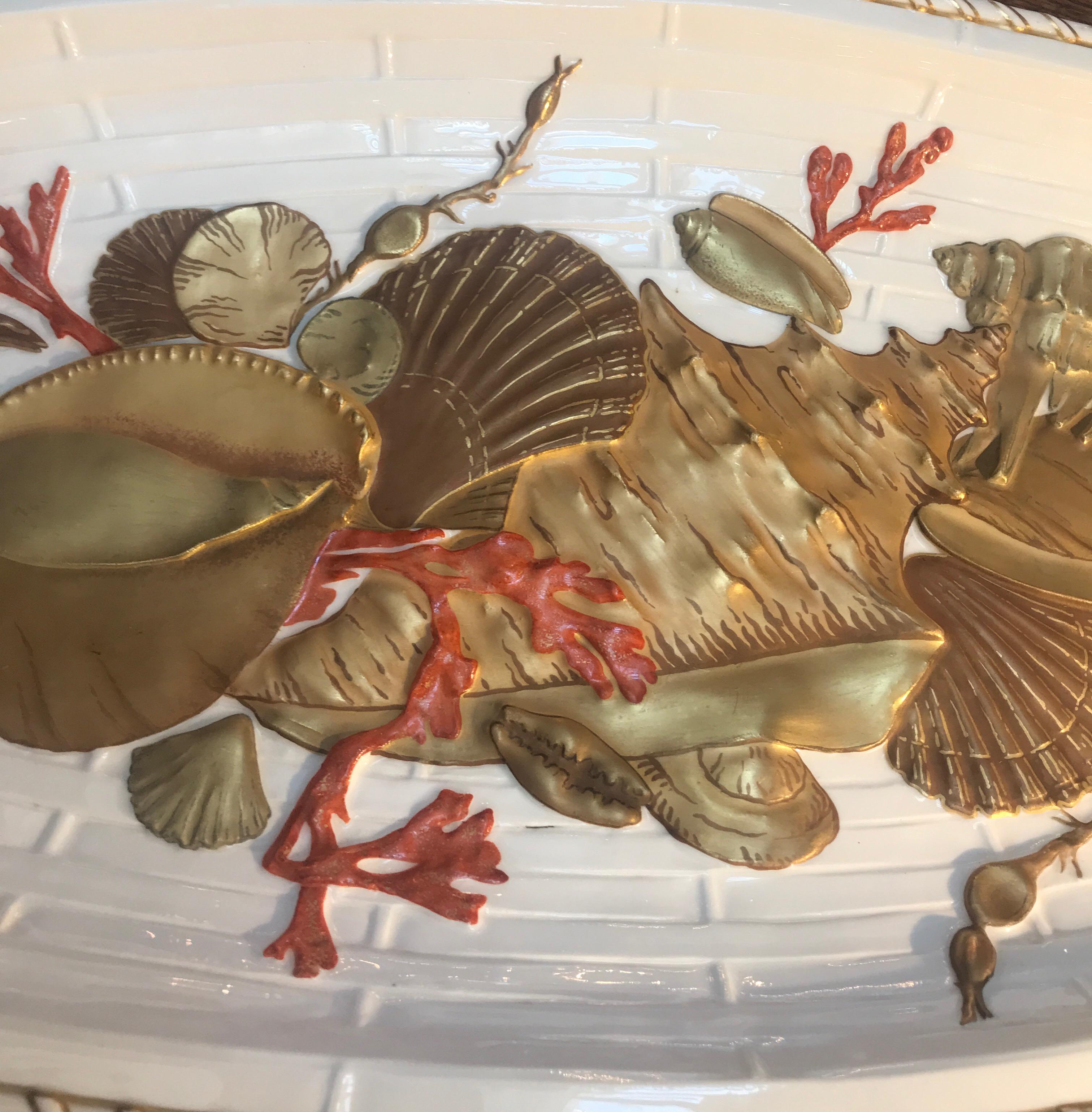 Aesthetic Movement Large Antique English Porcelain Fish Platter, 1880s