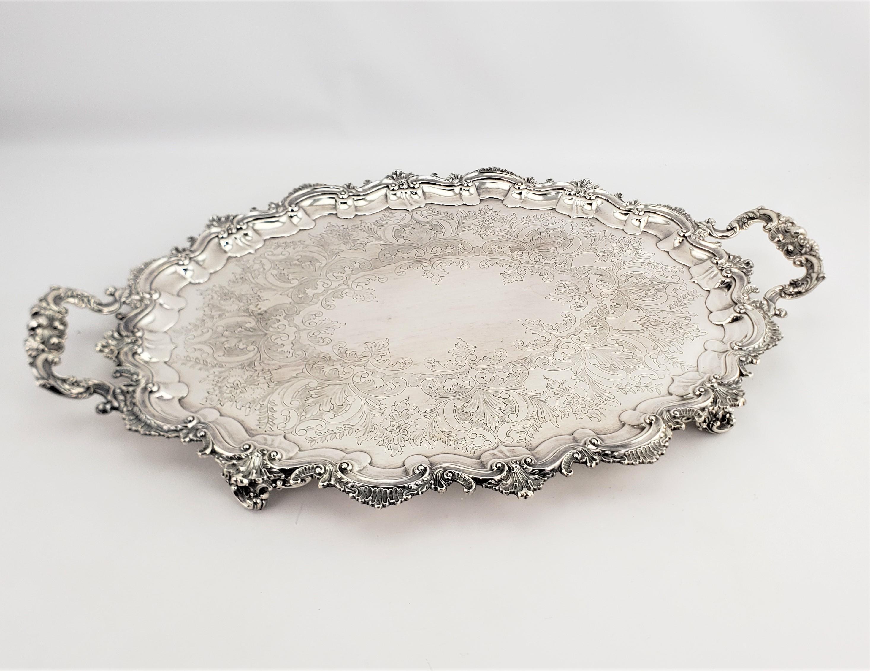 footed silver tray