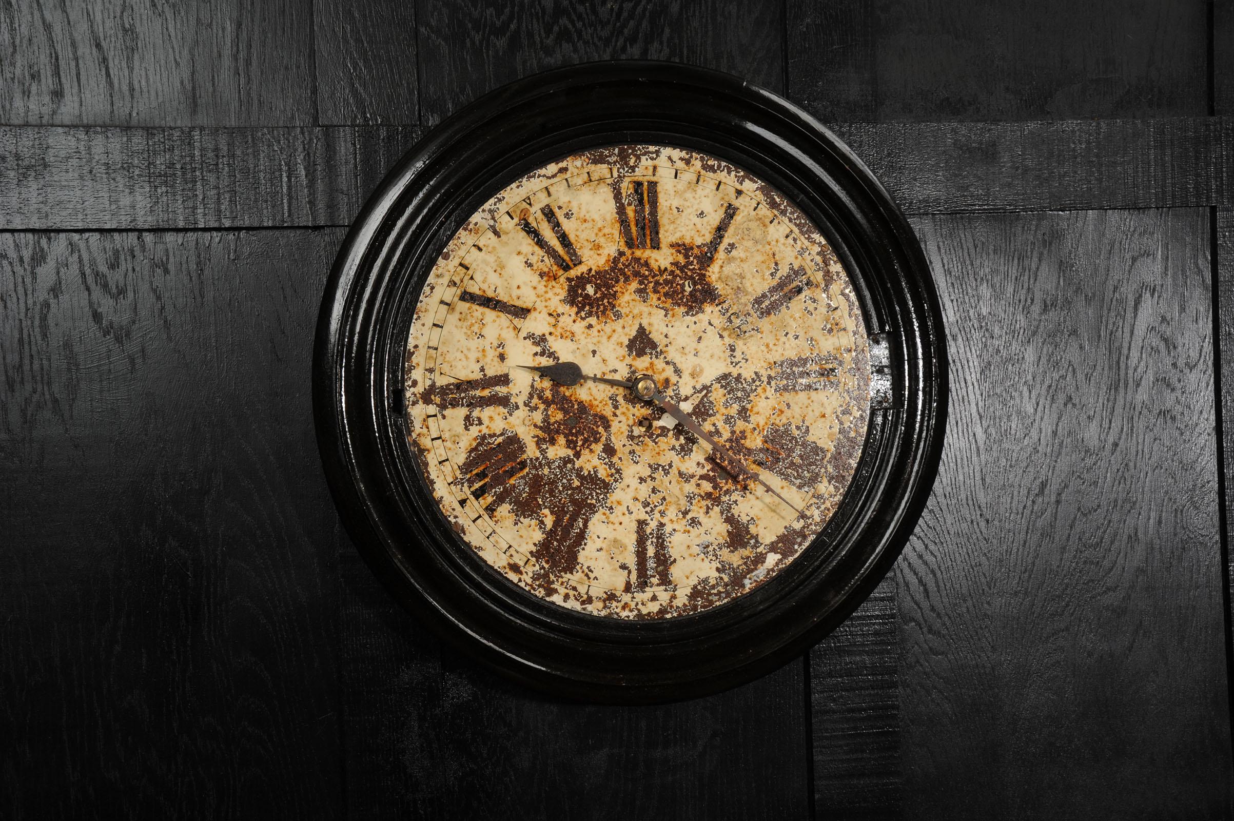 19th Century LARGE Antique English IRON Clock Dial Face Industrial JOYCE WHITCHURCH Working For Sale