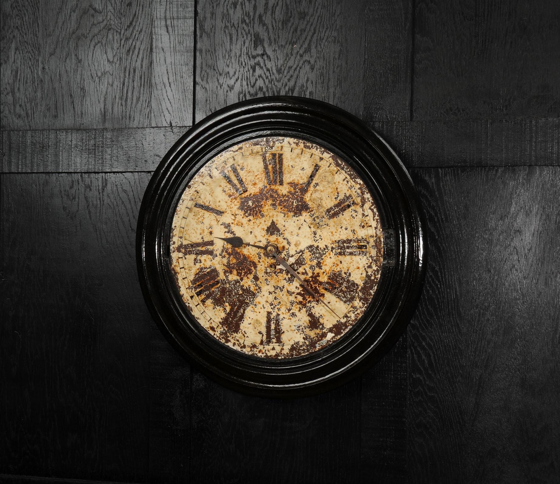 Iron LARGE Antique English IRON Clock Dial Face Industrial JOYCE WHITCHURCH Working For Sale