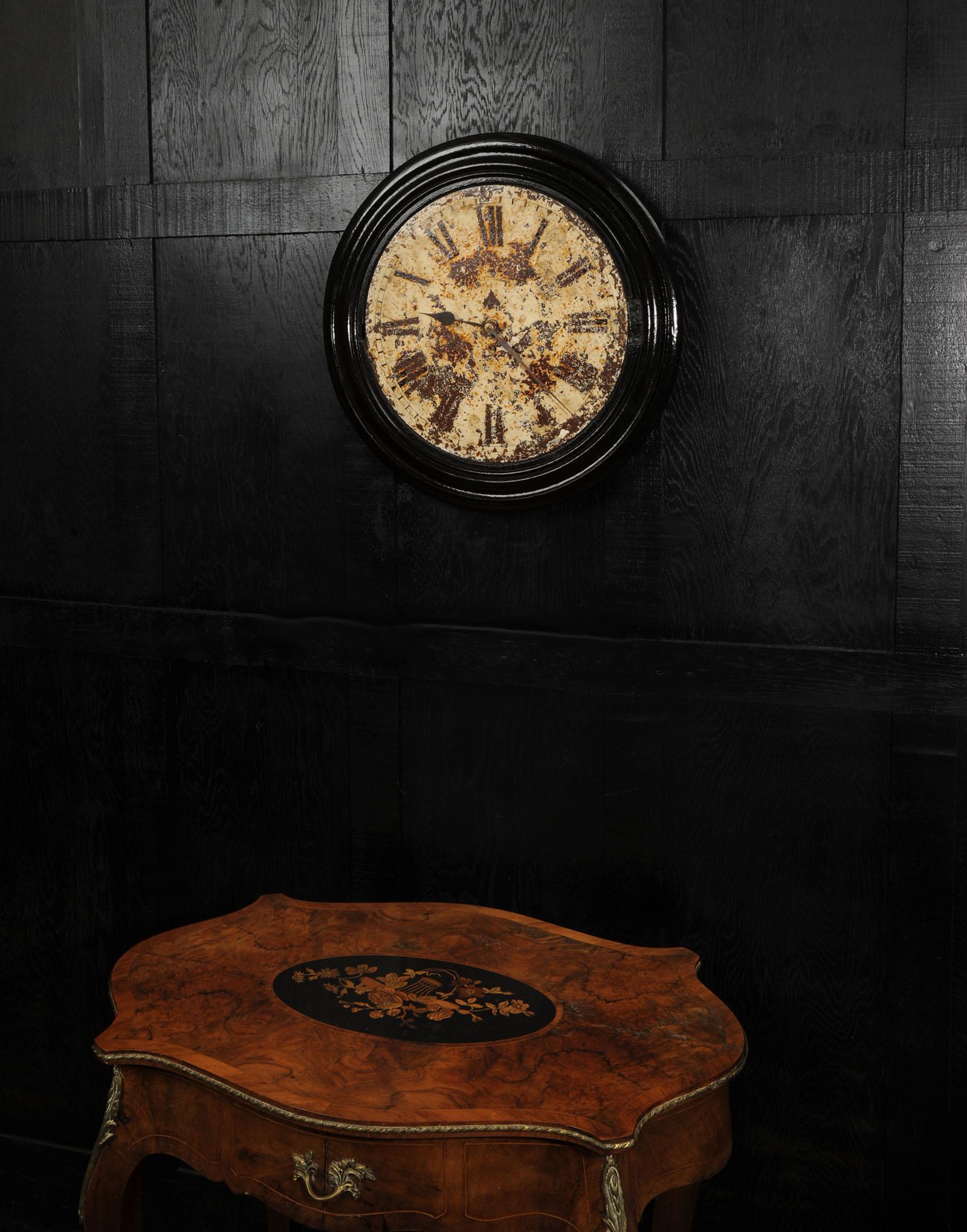 LARGE Antique English IRON Clock Dial Face Industrial JOYCE WHITCHURCH Working For Sale 1