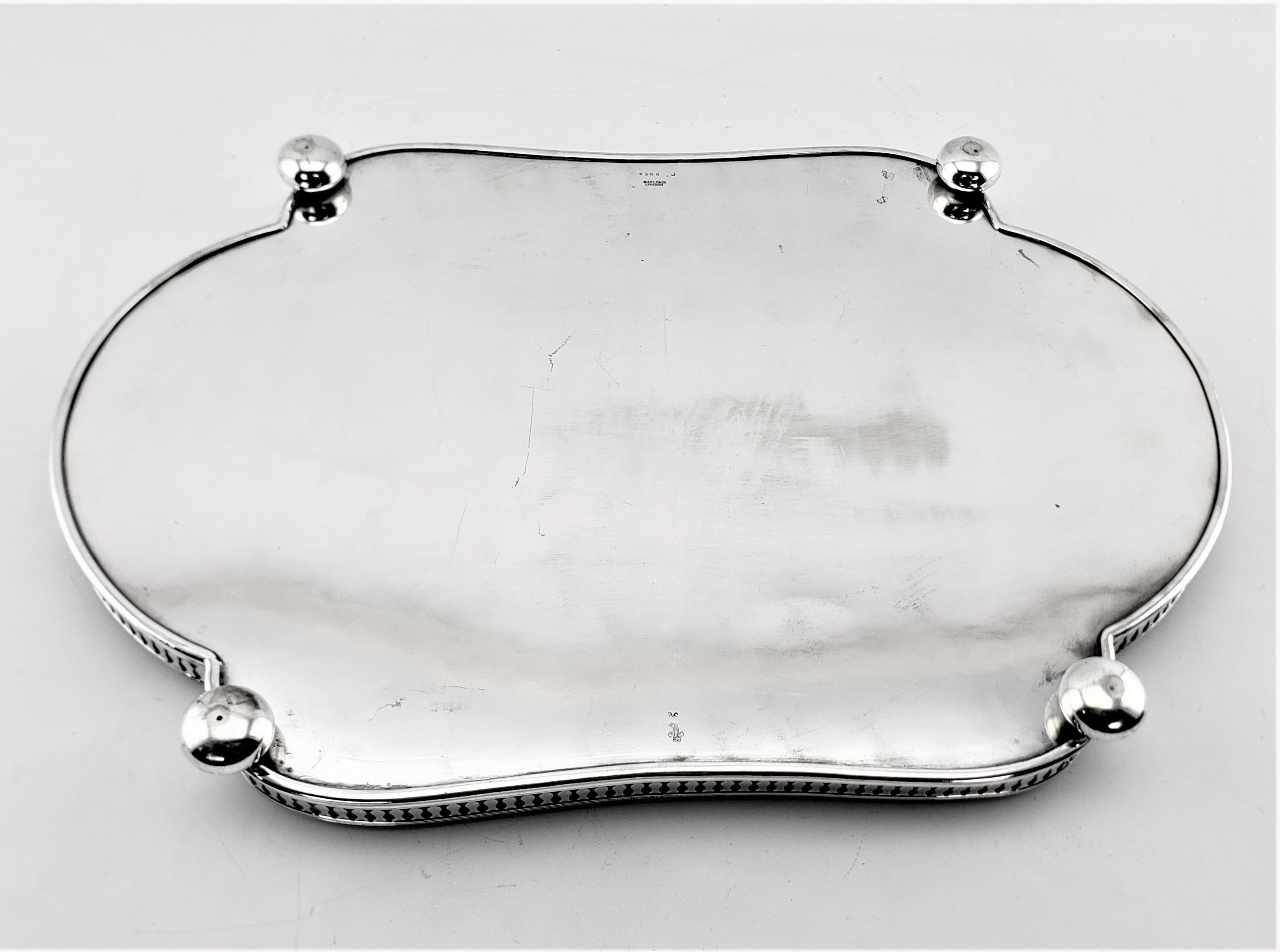 Large Antique English Maple & Co. Serpentine Silver Plated Gallery Serving Tray 3