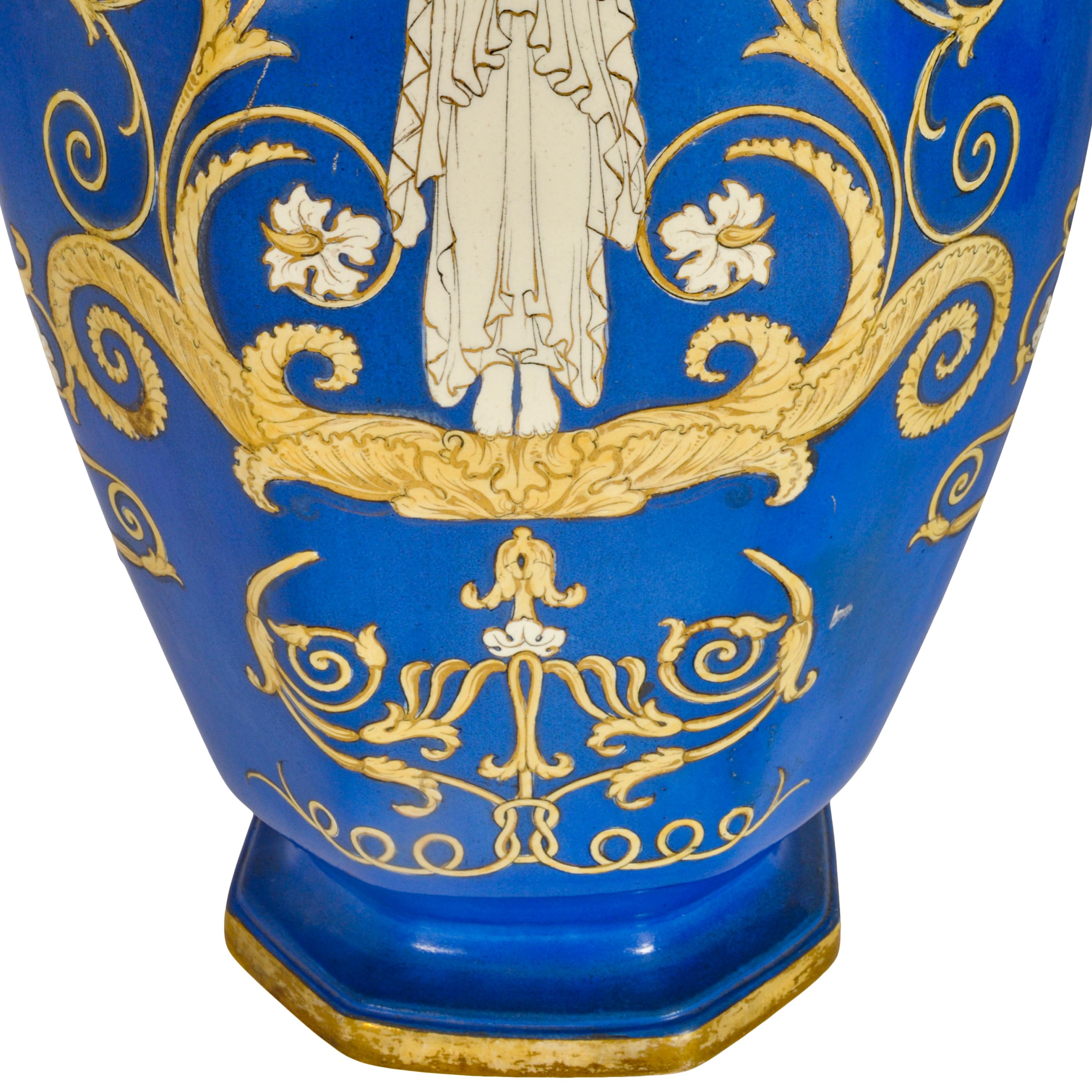 Large Antique English Morley & Ashworth 'Mason's' Ironstone Pottery Angel Vase For Sale 6
