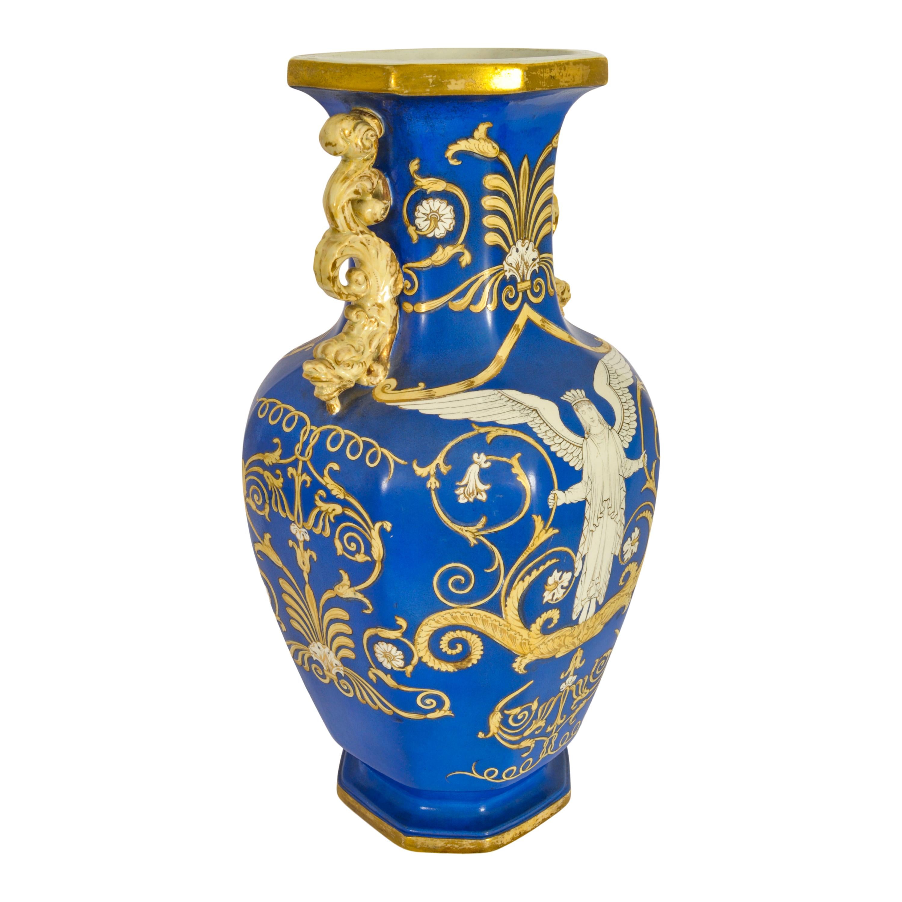 Mouvement esthétique Grand vase antique anglais en poterie de pierre de fer Morley & Ashworth (Mason's) en vente