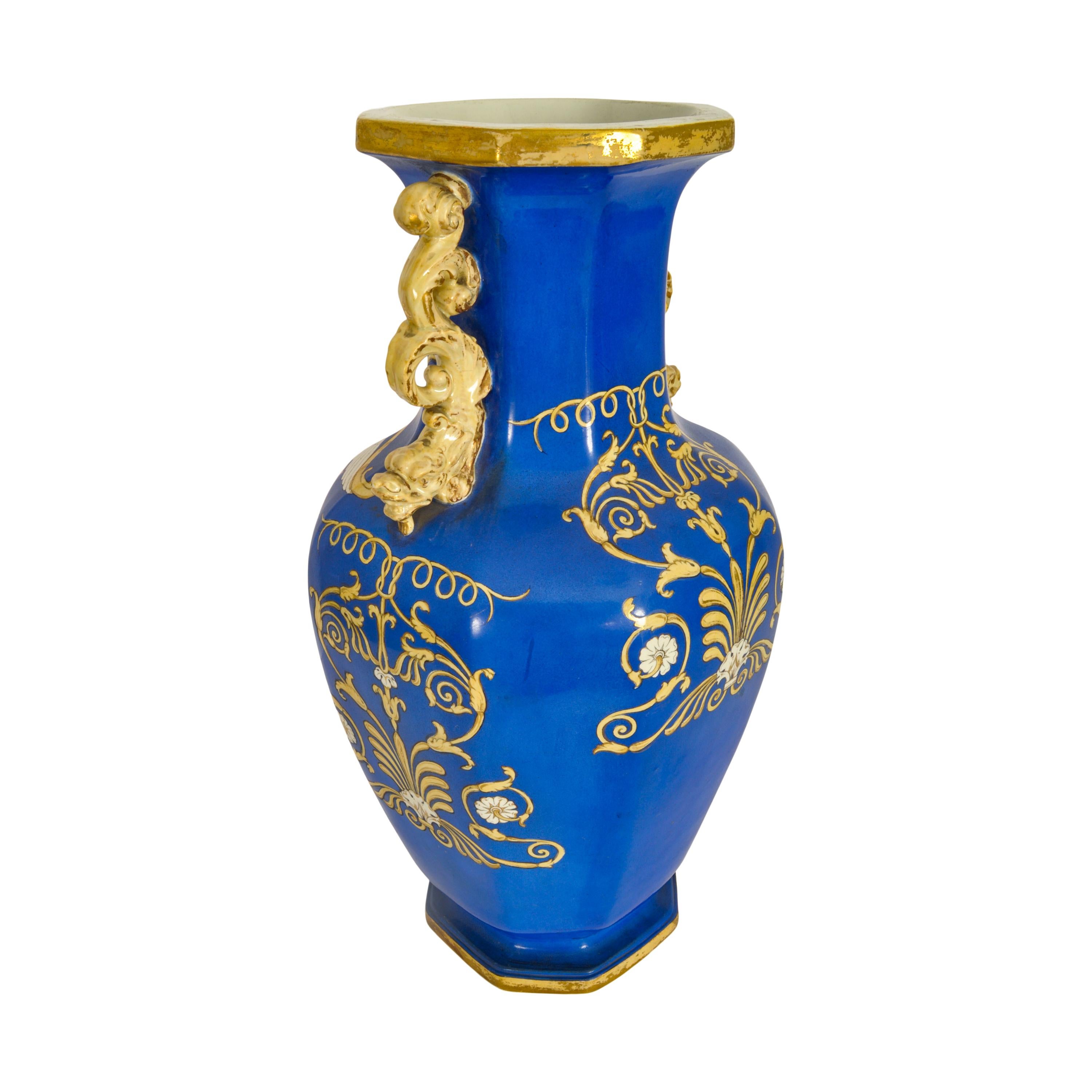 Large Antique English Morley & Ashworth 'Mason's' Ironstone Pottery Angel Vase For Sale 1